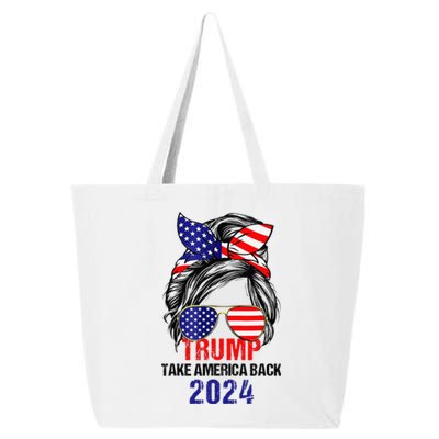 Messy Bun Support Trump 2024 Flag Take America Back 25L Jumbo Tote