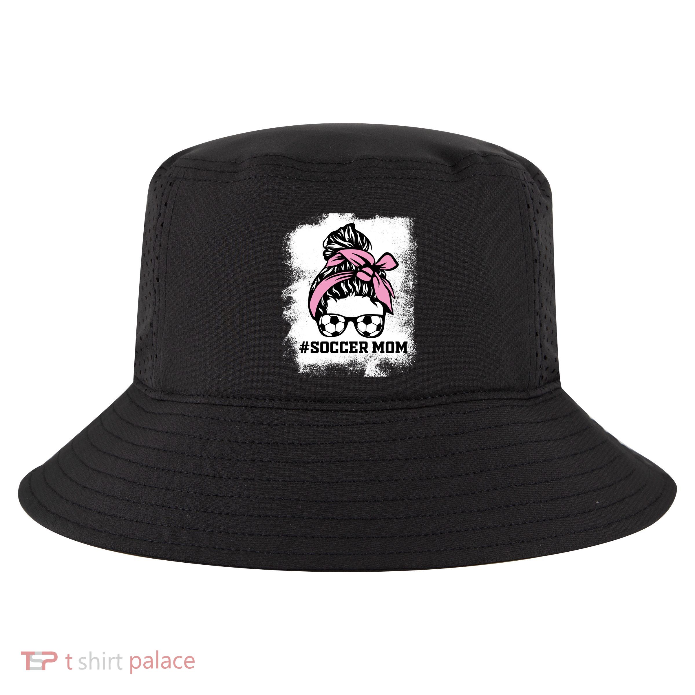Messy Bun Soccer Mom Life Bleached Game Day Cheer Mom Gift Cool Comfort Performance Bucket Hat