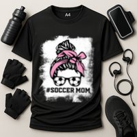 Messy Bun Soccer Mom Life Bleached Game Day Cheer Mom Gift Cooling Performance Crew T-Shirt