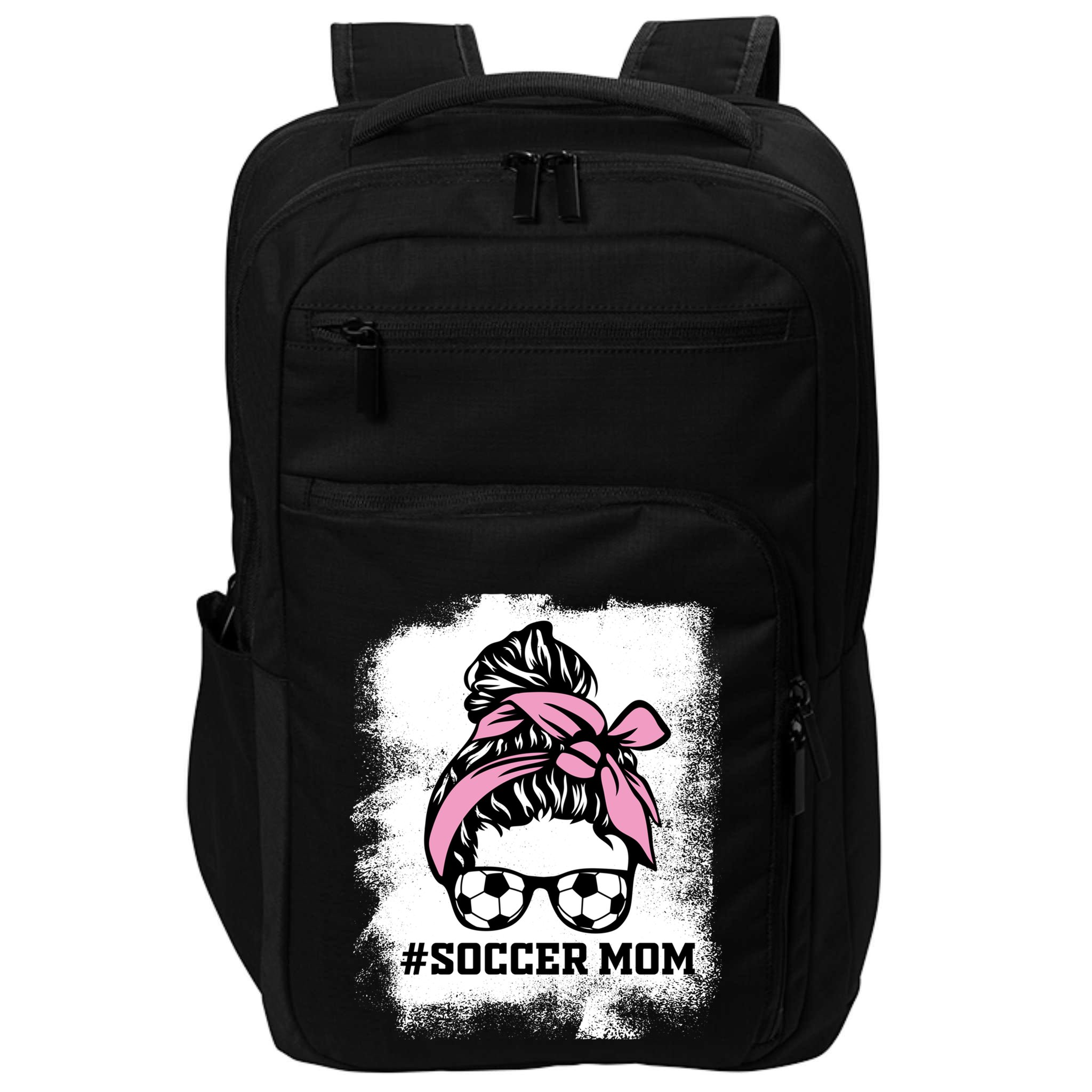 Messy Bun Soccer Mom Life Bleached Game Day Cheer Mom Gift Impact Tech Backpack