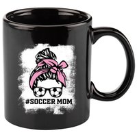 Messy Bun Soccer Mom Life Bleached Game Day Cheer Mom Gift 11oz C Handle Ceramic Mug