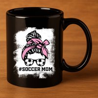 Messy Bun Soccer Mom Life Bleached Game Day Cheer Mom Gift 11oz C Handle Ceramic Mug