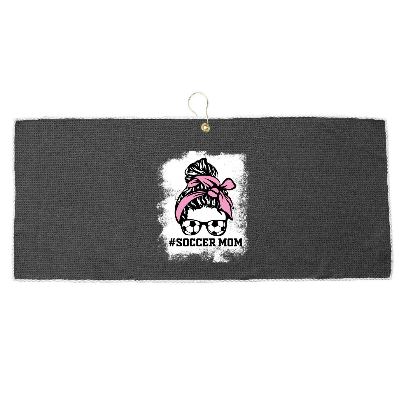 Messy Bun Soccer Mom Life Bleached Game Day Cheer Mom Gift Large Microfiber Waffle Golf Towel