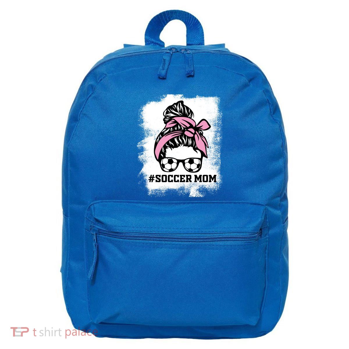 Messy Bun Soccer Mom Life Bleached Game Day Cheer Mom Gift 16 in Basic Backpack