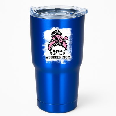 Messy Bun Soccer Mom Life Bleached Game Day Cheer Mom Gift Tumbler