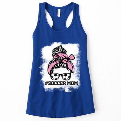 Messy Bun Soccer Mom Life Bleached Game Day Cheer Mom Gift Womens Tank Top