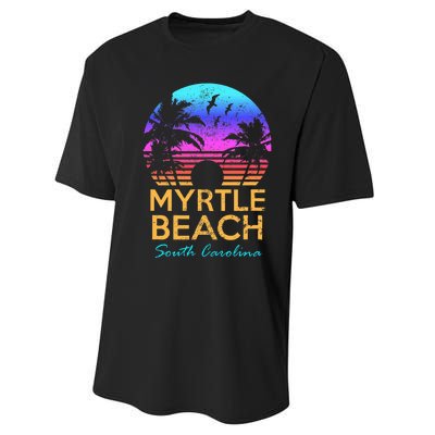 Myrtle Beach South Carolina Vacation Vintage Sunset Performance Sprint T-Shirt