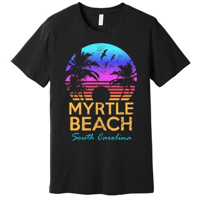 Myrtle Beach South Carolina Vacation Vintage Sunset Premium T-Shirt