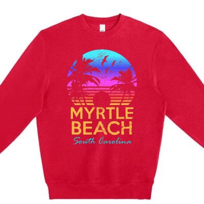 Myrtle Beach South Carolina Vacation Vintage Sunset Premium Crewneck Sweatshirt