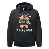 Messy Bun Spooky Mama Mom Funny Halloween Costume Skull Performance Fleece Hoodie