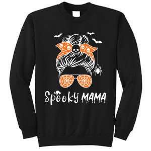 Messy Bun Spooky Mama Mom Funny Halloween Costume Skull Sweatshirt