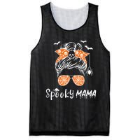 Messy Bun Spooky Mama Mom Funny Halloween Costume Skull Mesh Reversible Basketball Jersey Tank