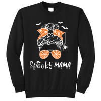 Messy Bun Spooky Mama Mom Funny Halloween Costume Skull Tall Sweatshirt