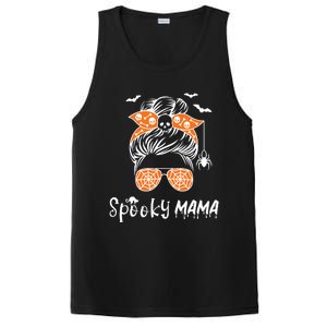 Messy Bun Spooky Mama Mom Funny Halloween Costume Skull PosiCharge Competitor Tank