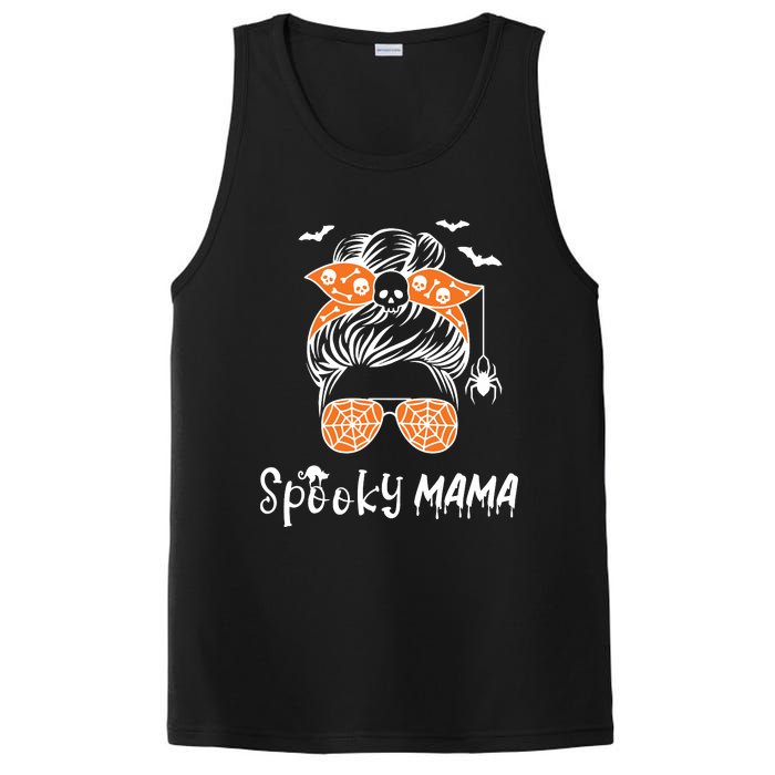 Messy Bun Spooky Mama Mom Funny Halloween Costume Skull PosiCharge Competitor Tank