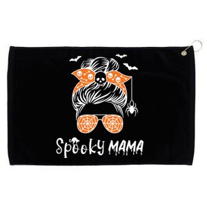 Messy Bun Spooky Mama Mom Funny Halloween Costume Skull Grommeted Golf Towel