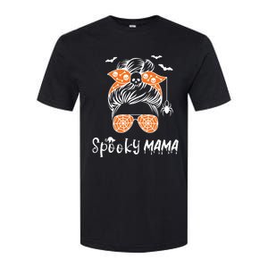 Messy Bun Spooky Mama Mom Funny Halloween Costume Skull Softstyle CVC T-Shirt