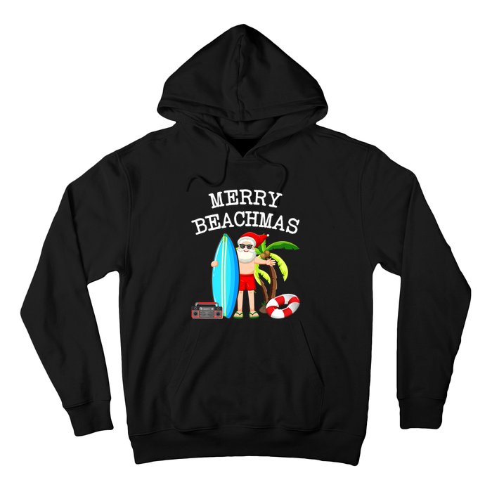 Merry Beachmas Santa Surfer Christmas In July Summer Lovers Hoodie