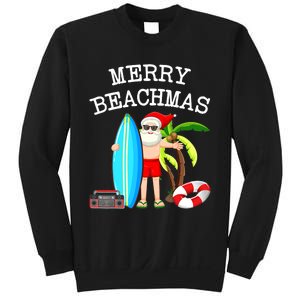 Merry Beachmas Santa Surfer Christmas In July Summer Lovers Sweatshirt