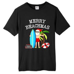 Merry Beachmas Santa Surfer Christmas In July Summer Lovers Tall Fusion ChromaSoft Performance T-Shirt