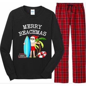 Merry Beachmas Santa Surfer Christmas In July Summer Lovers Long Sleeve Pajama Set