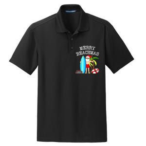 Merry Beachmas Santa Surfer Christmas In July Summer Lovers Dry Zone Grid Polo