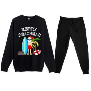 Merry Beachmas Santa Surfer Christmas In July Summer Lovers Premium Crewneck Sweatsuit Set