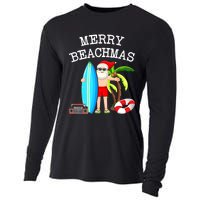 Merry Beachmas Santa Surfer Christmas In July Summer Lovers Cooling Performance Long Sleeve Crew