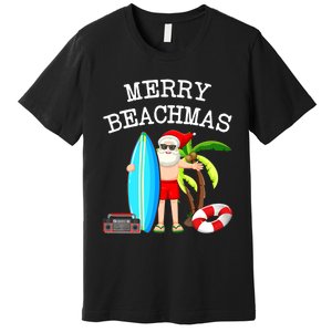 Merry Beachmas Santa Surfer Christmas In July Summer Lovers Premium T-Shirt