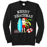 Merry Beachmas Santa Surfer Christmas In July Summer Lovers Tall Sweatshirt