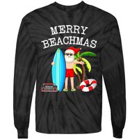 Merry Beachmas Santa Surfer Christmas In July Summer Lovers Tie-Dye Long Sleeve Shirt