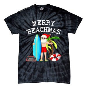 Merry Beachmas Santa Surfer Christmas In July Summer Lovers Tie-Dye T-Shirt