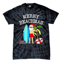 Merry Beachmas Santa Surfer Christmas In July Summer Lovers Tie-Dye T-Shirt