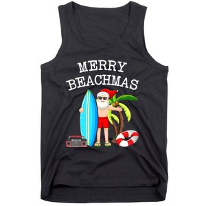 Merry Beachmas Santa Surfer Christmas In July Summer Lovers Tank Top