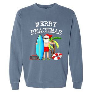 Merry Beachmas Santa Surfer Christmas In July Summer Lovers Garment-Dyed Sweatshirt