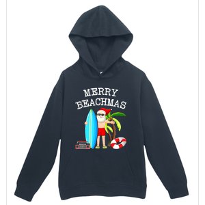 Merry Beachmas Santa Surfer Christmas In July Summer Lovers Urban Pullover Hoodie