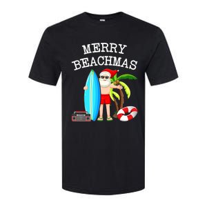 Merry Beachmas Santa Surfer Christmas In July Summer Lovers Softstyle CVC T-Shirt