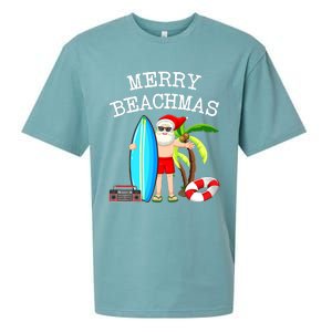 Merry Beachmas Santa Surfer Christmas In July Summer Lovers Sueded Cloud Jersey T-Shirt