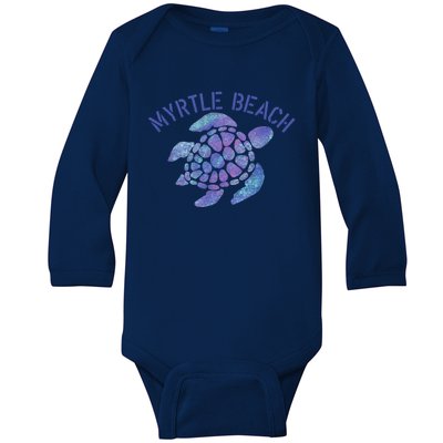 Myrtle Beach Sc Beach Design / Souvenir Illustration Gift Baby Long Sleeve Bodysuit