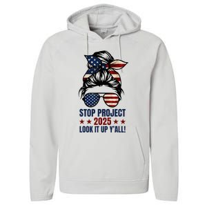 Messy Bun Stop Project 2025 Look It Up Y’All Us Flag Performance Fleece Hoodie