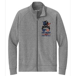 Messy Bun Stop Project 2025 Look It Up Y’All Us Flag Stretch Full-Zip Cadet Jacket