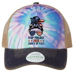 Messy Bun Stop Project 2025 Look It Up Y’All Us Flag Legacy Tie Dye Trucker Hat