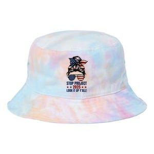 Messy Bun Stop Project 2025 Look It Up Y’All Us Flag Tie Dye Newport Bucket Hat