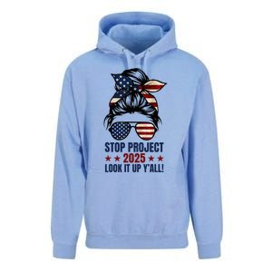 Messy Bun Stop Project 2025 Look It Up Y’All Us Flag Unisex Surf Hoodie