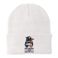 Messy Bun Stop Project 2025 Look It Up Y’All Us Flag Knit Cap Winter Beanie