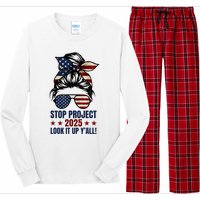 Messy Bun Stop Project 2025 Look It Up Y’All Us Flag Long Sleeve Pajama Set