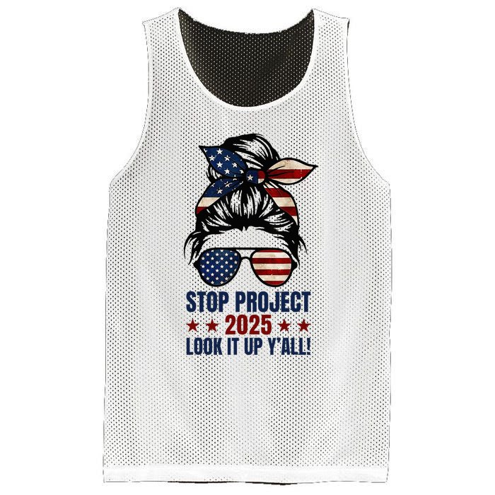 Messy Bun Stop Project 2025 Look It Up Y’All Us Flag Mesh Reversible Basketball Jersey Tank