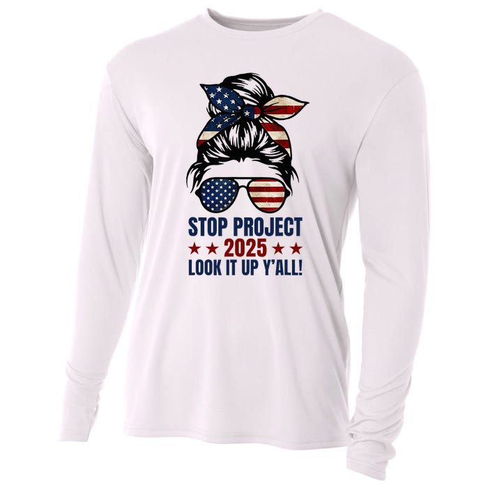 Messy Bun Stop Project 2025 Look It Up Y’All Us Flag Cooling Performance Long Sleeve Crew