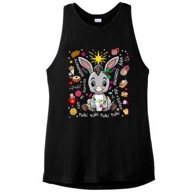 Mi Burrito Sabanero Mexican Christmas Donkey Spanish Xmas Ladies PosiCharge Tri-Blend Wicking Tank