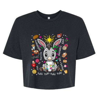 Mi Burrito Sabanero Mexican Christmas Donkey Spanish Xmas Bella+Canvas Jersey Crop Tee